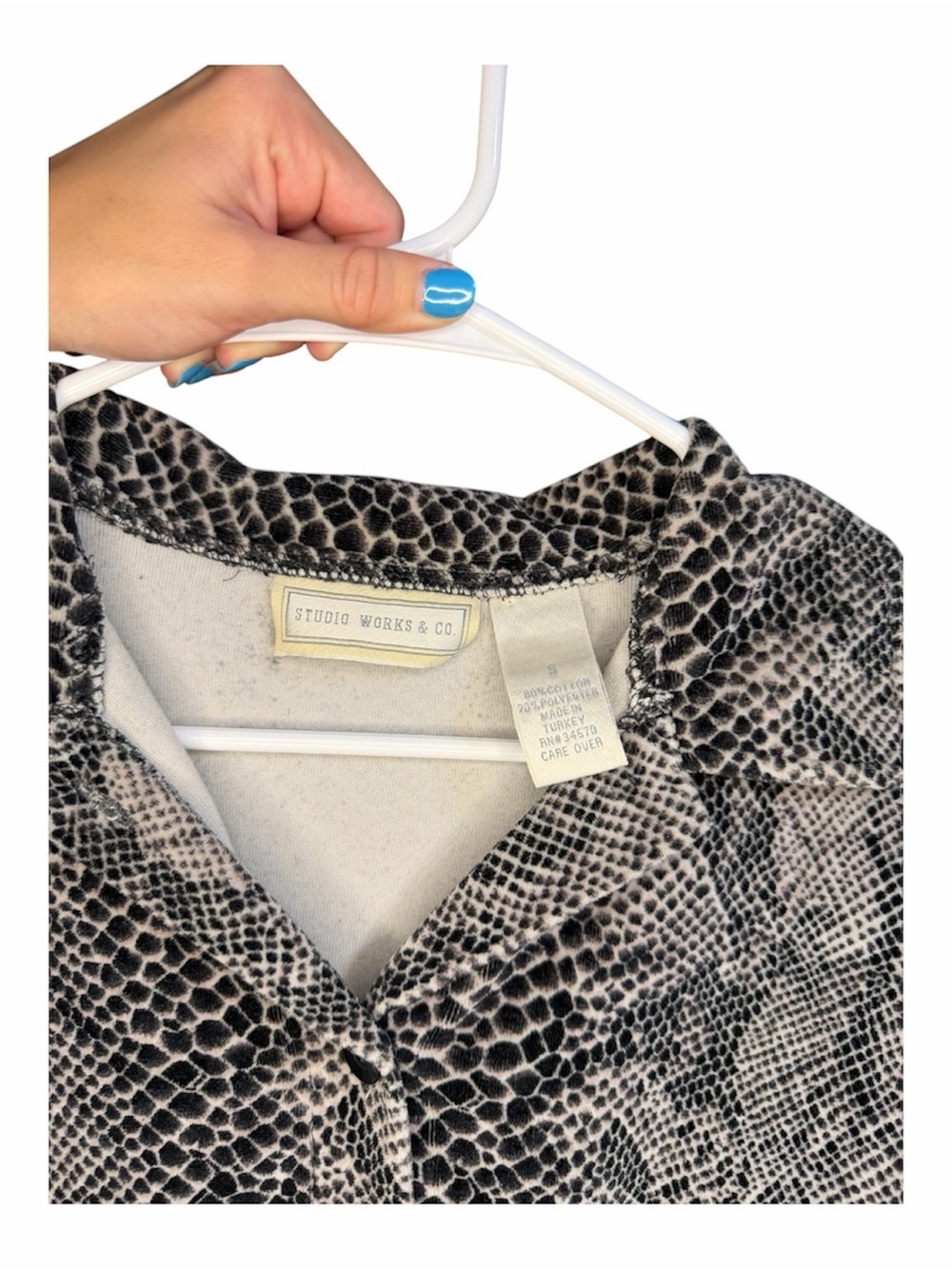 Studio Works & Co. Black and White Snakeskin Print Top - Picture 3 of 5